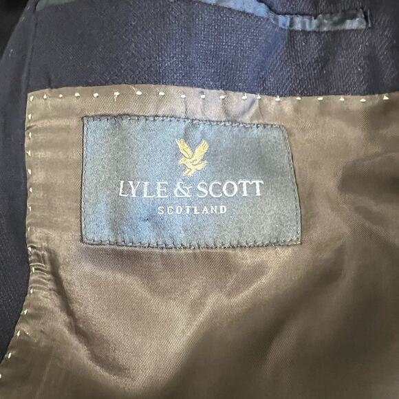 Lyle & Scott Black Three Button Front Worsted Wool Sports Coat Size 46R - Picture 4 of 8